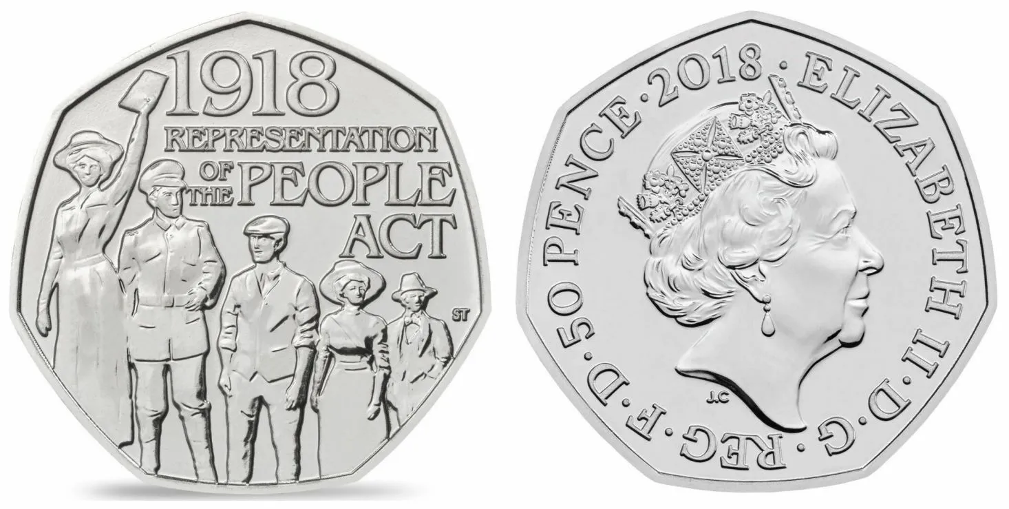Great Britain Uk 50 Pence 50p Commemorative Coin 2018 People Act 1918 Unc