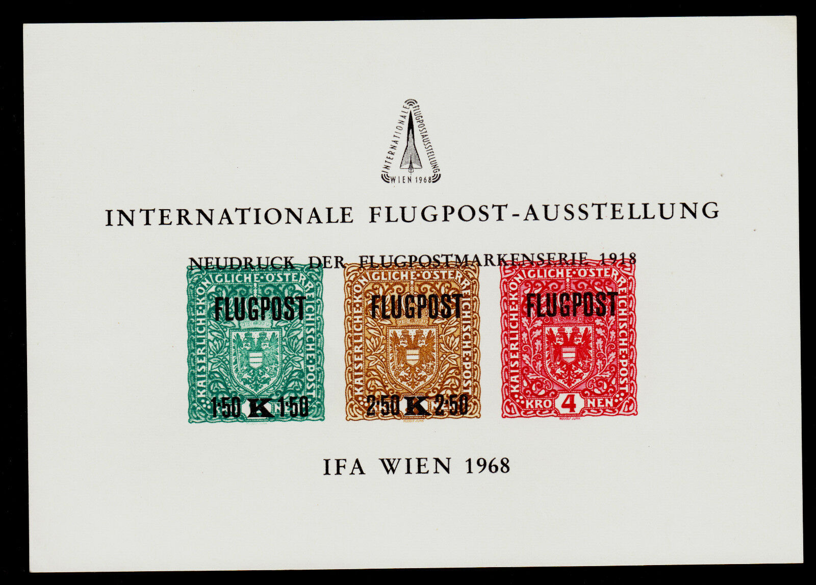 Austria    Mnh  Internationlae Flugpost-ausstellung Covention Souvenir Card Ifa