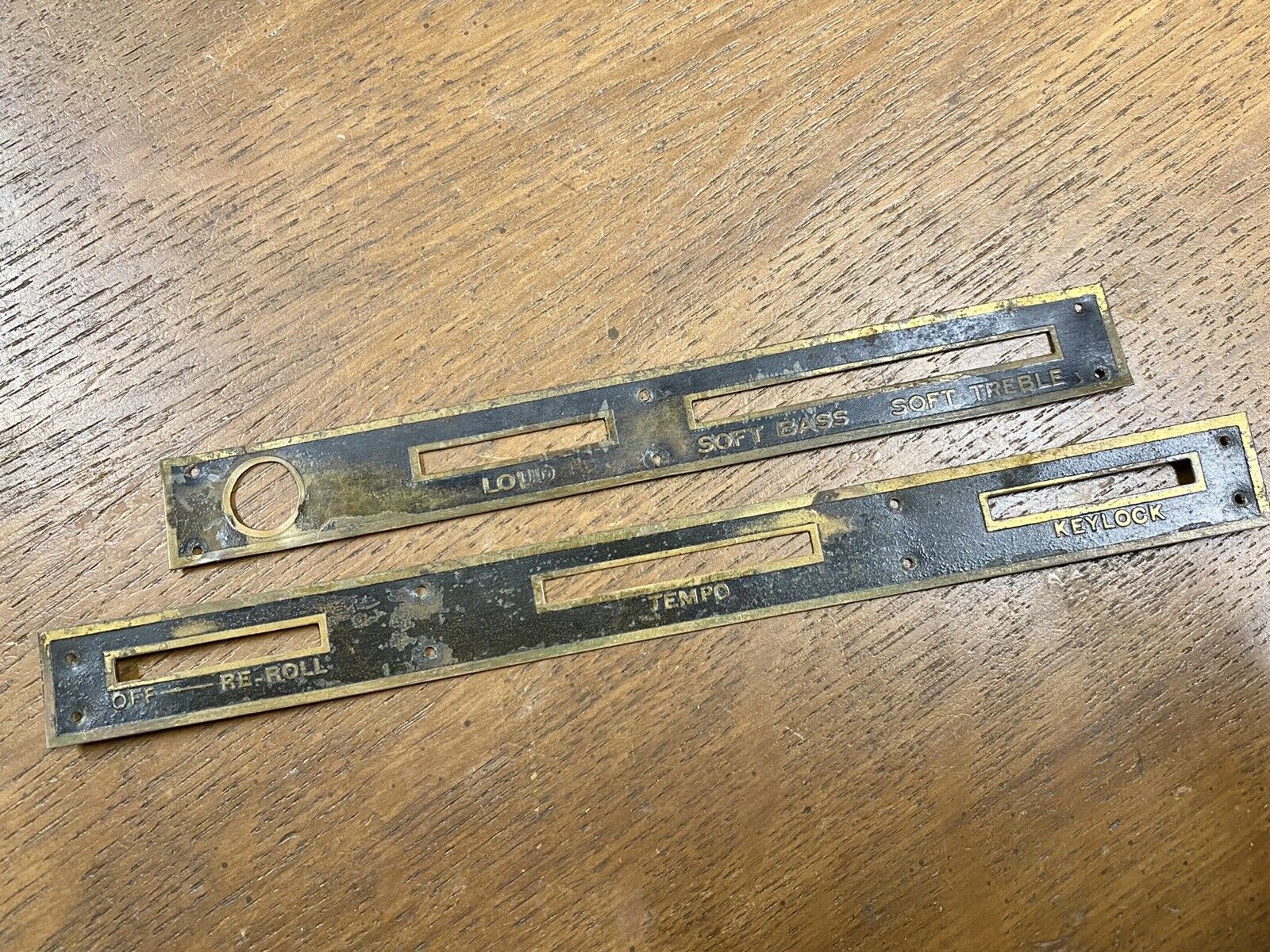 Used Gulbransen Player Piano Brass Control Plates (behind Keyslip)