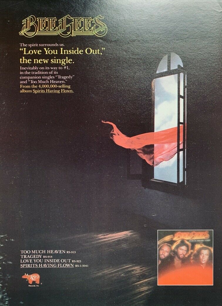 The Bee Gees 1979 Vintage Poster Advert Love You Inside Out Spirits Having Flown