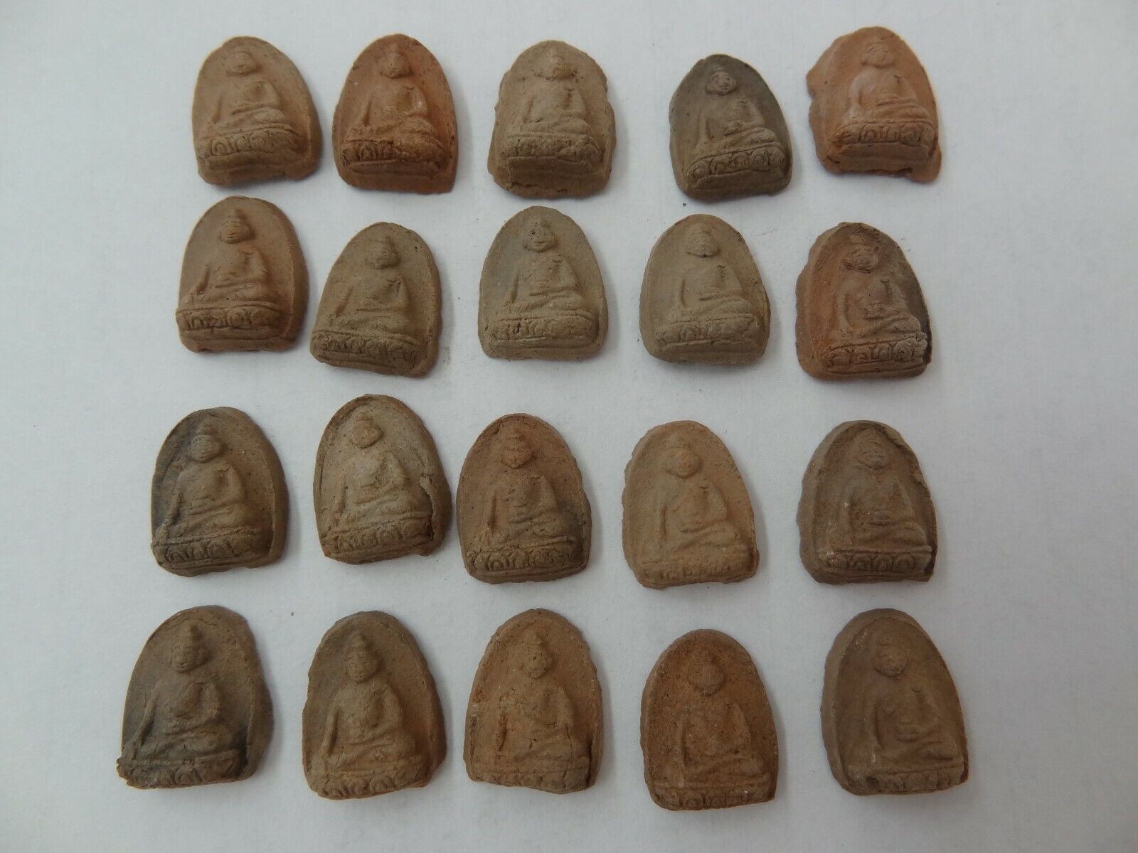 Antique Mongolian Tibetan Buddhist Miniature Clay Tsa Tsa Lots 20 Pc