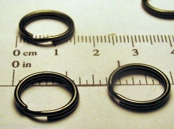4 Key Rings 15mm Approx 5/8" Split Ring Gun Metal Black Finish Steel Findings