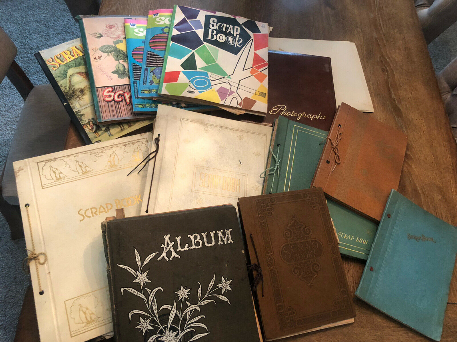 1880-1970 Scrapbook Collection Of 13 Total Books - Diecuts, Tradecards & More