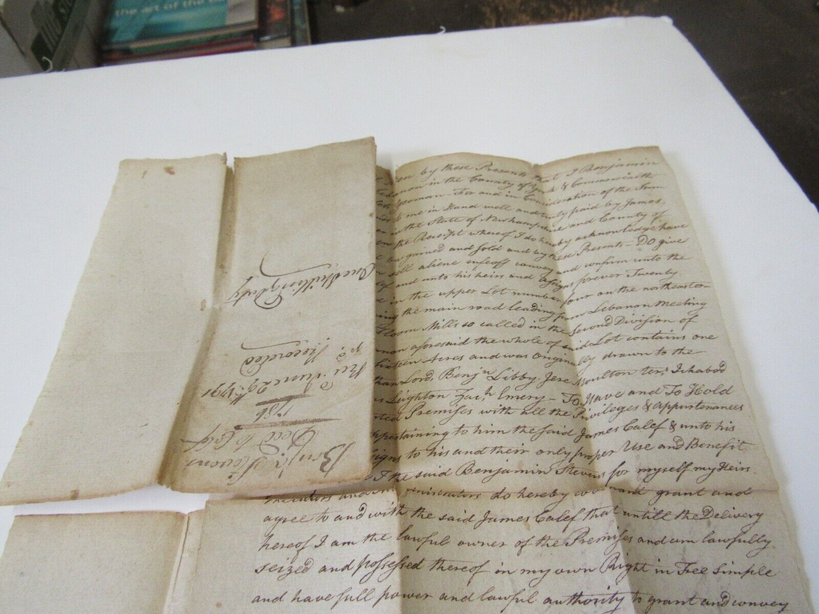 1791 Original Handwritten Land Deed Lebanon Maine Stevens/calef Family