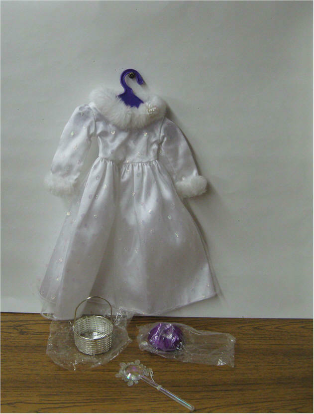 Lot 8 Magic Attic Keisha's Fairy Snow Queen Dress Basket Wand Crystal