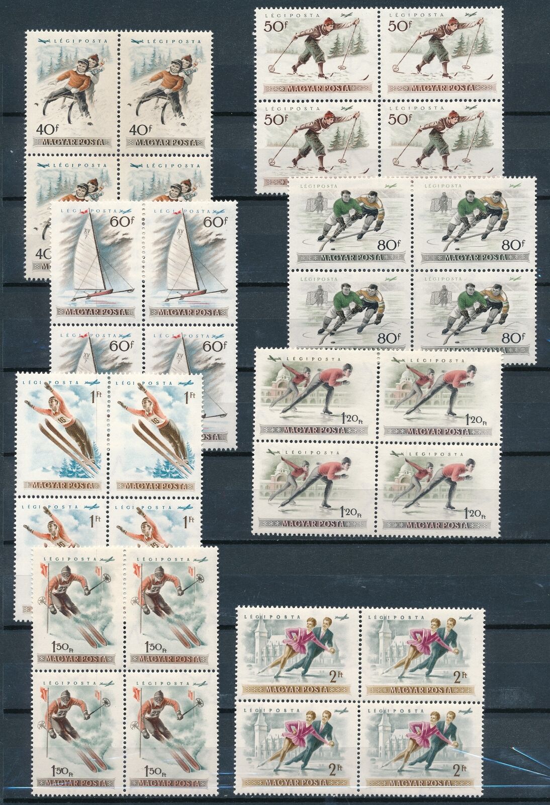 [pg10208] Hungary 1955 Olympics Good Set In Block Of 4 Stamps Very Fine Mnh $68