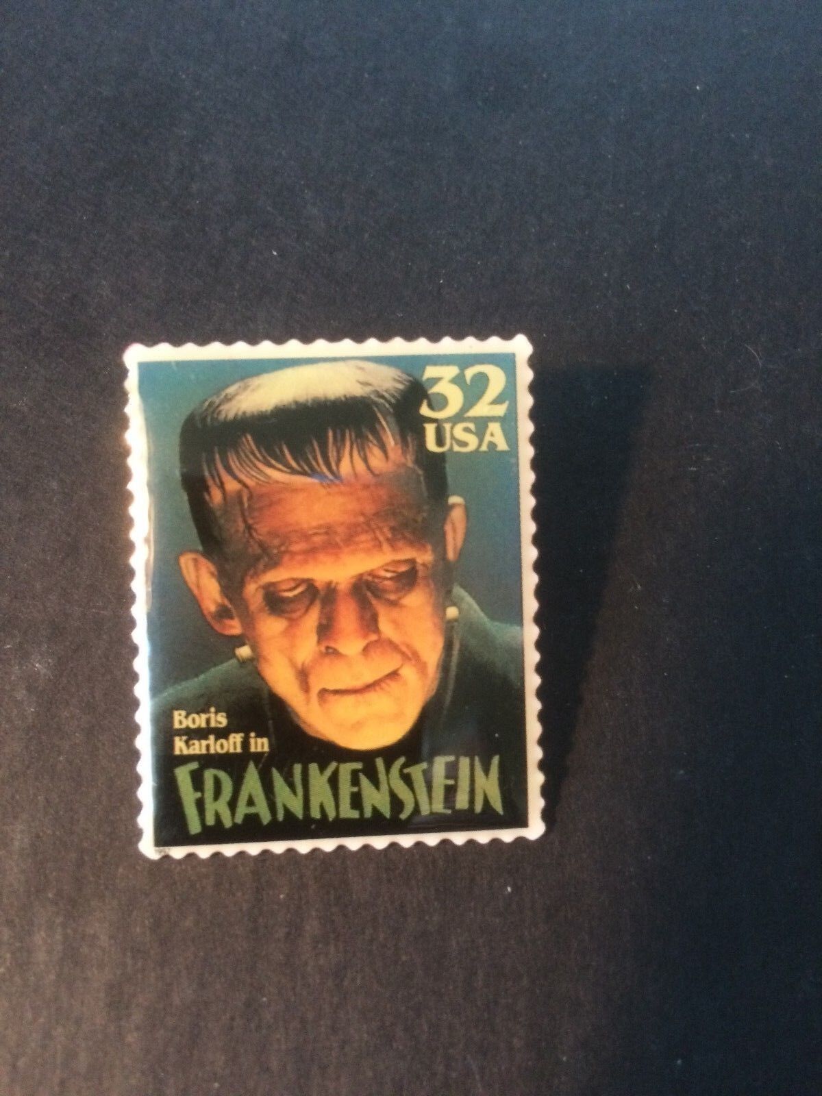 Frankenstein Boris Karloff Vintage Stamp Pin - New In Package - Usps