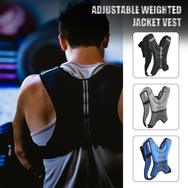 12 Lb. Adjustable Weighted Jacket Vest Fitness Waistcoat Weight Vest