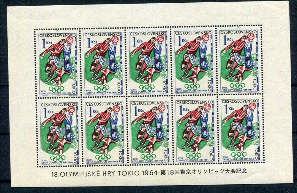 D190501 Olympics Tokyo 1964 Mnh Czechoslovakia Sheetlet Soccer