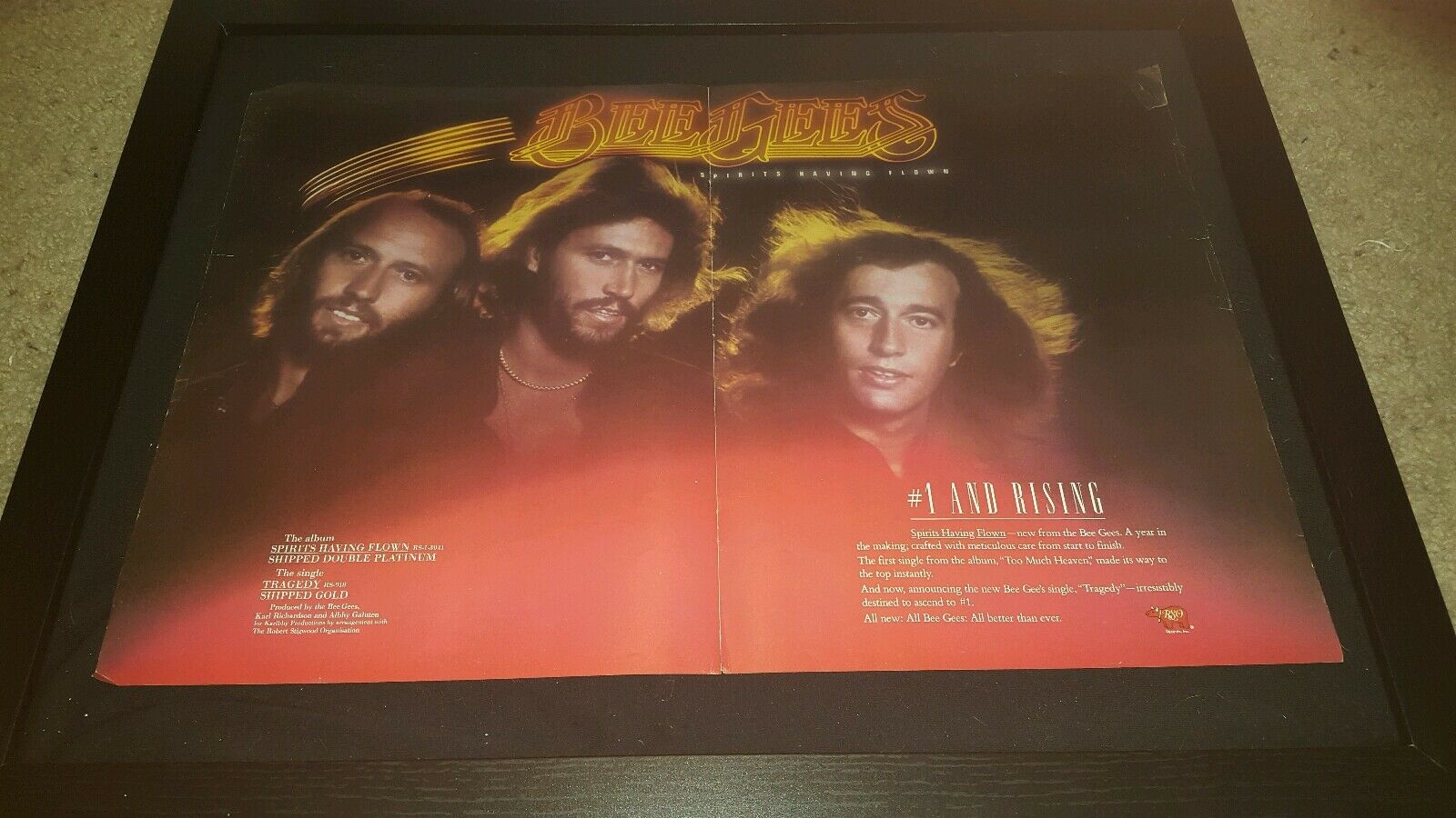 Bee Gees Spirits Having Flown Rare Original Promo Poster Ad Framed!