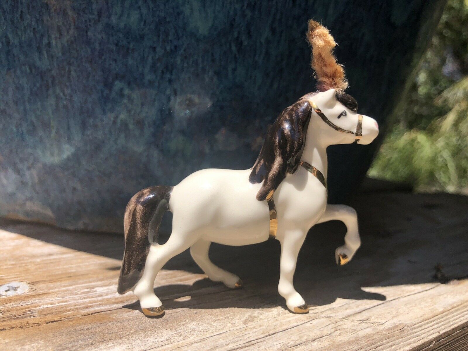 Hagen Renaker Horse Figurine Vintage Mini Circus Pony Head Up With Plume