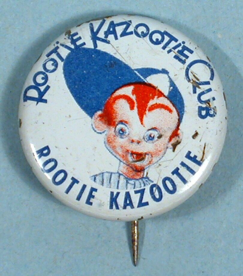 1950s Rootie Kazootie Club Pinback Button Early Tv Puppet Show Steve Carlin