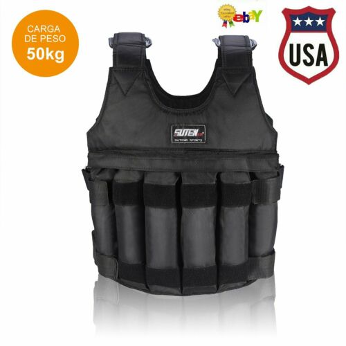 110lb Adjustable Workout Weighted Vest Exercise Strength Training Fitness 50kg L
