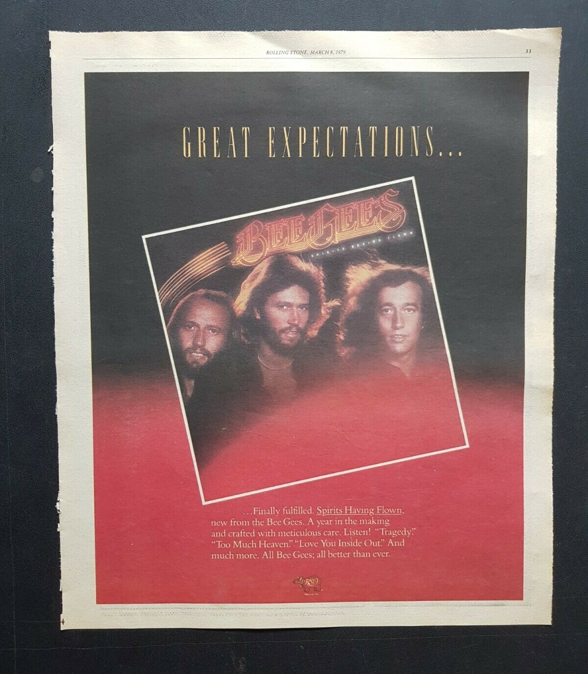 Bee Gees Spirits Having Flown Original Print Ad Vintage 1979