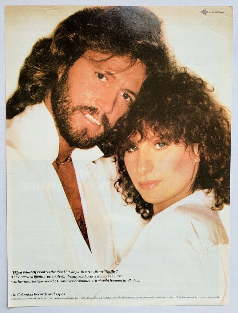 Bee Gees Barry Gibb Barbra Streisand 1981 Poster Advert What Kind Of Fool